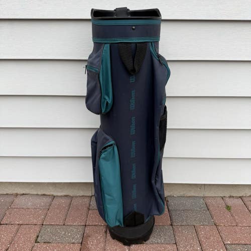 Vintage Wilson Navy Blue Teal Individual Club 15 Way Golf Bag Lightweight