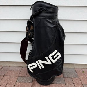 Vintage Retro Ping Golf Staff Bag Black White Faux Leather 3 Way Divider