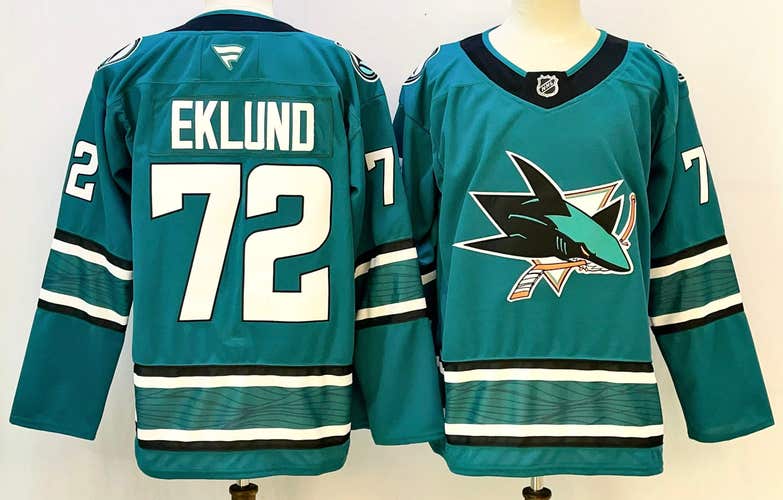San Jose Sharks William Eklund Fanatics Jersey - Teal Home #72
