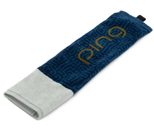 PING Ladies G Le Tri Fold 100% Cotton Golf Towel Navy/Gold 21L x 16W NEW!