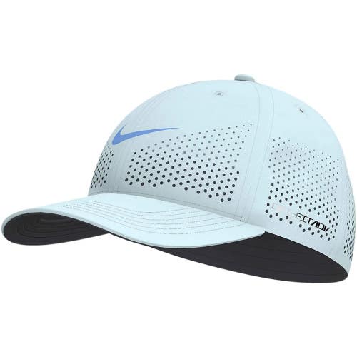 Nike Dri-FIT ADV Rise Structured SwooshFlex Golf Hat Cap Medium M/L Glacier Blue