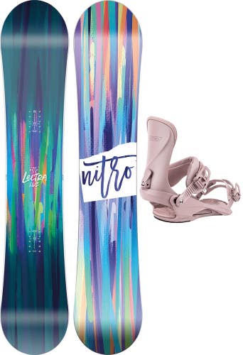 Nitro Lectra Brush Women's Snowboard 142 cm with Rose Cosmic Bindings + Bag New