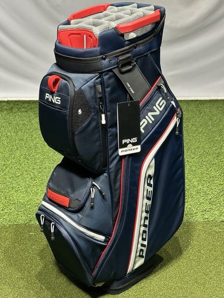 PING Pioneer 214 Cart Golf Bag 15-Way Color: Navy/Platinum/Red NEW!