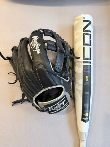 Combo: 2025 Rawlings Icon USSSA Composite Bat -8, 31/23 and Rawlings Encore Glove 12.25”