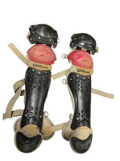 Used Wilson SHIN GUARDS Catchers Leg Guards White/Black/Red Youth 11834-S000046745