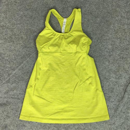 Lululemon Tank Top Womens 4 Yellow Racerback Turbo Shirt Athletic Pockets Run