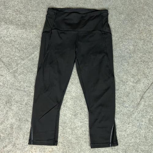 Lululemon Pants Womens 4 Black Crop Leggings Mesh Panel High Rise Activewear Gym