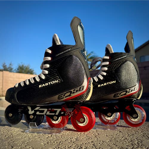 Black/White Easton Synergy EQ50 Hockey Skates Regular Width 10.5 (Used)