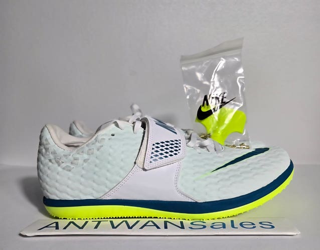 Nike Zoom High Jump HJ Elite White Green Track Spikes FZ9636-100 Men Size 10 US