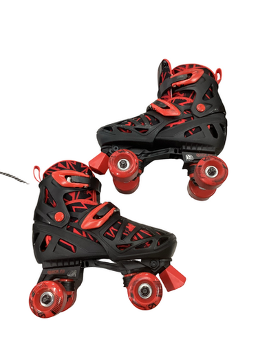 Used RollerDerby BLCK AND RED ADJ 3-6 Junior Roller Quad Skates Red Adjustable 11613-S000177276