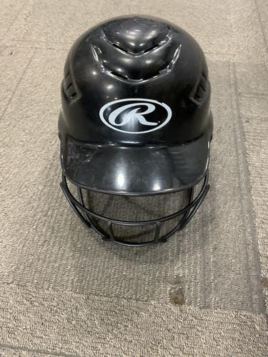 Used Rawlings BATTING HELMET W/ MASK Batting Helmet w/Mask Black SM 11614-S000231169