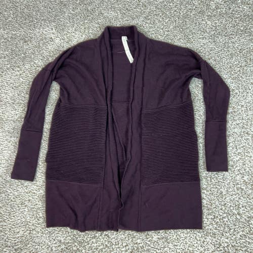 Lululemon Cardigan Womens Size 4 Purple Merino Wool Sit in Lotus II Ribbed Knit