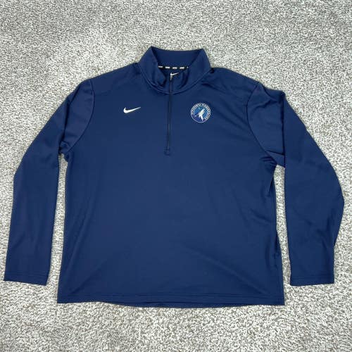 Minnesota Timberwolves Pullover Mens 2XL Blue NBA Nike Dri Fit Quarter Zip Sport