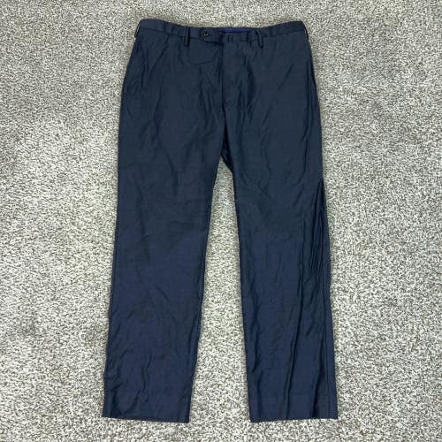 Incotex Pants Mens 40x28 Blue Classic Fit Dress Flat Front Straight Leg Formal