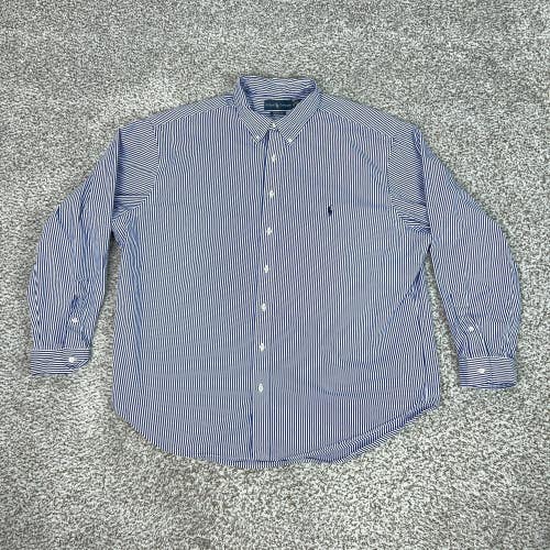 Ralph Lauren Shirt Mens Big 3X Blue Stripe Classic Fit Button Down Pony Preppy