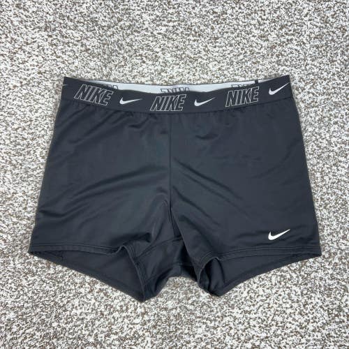 Nike Shorts Womens Large Black Stretch Swoosh Compression Gym Training Spandex