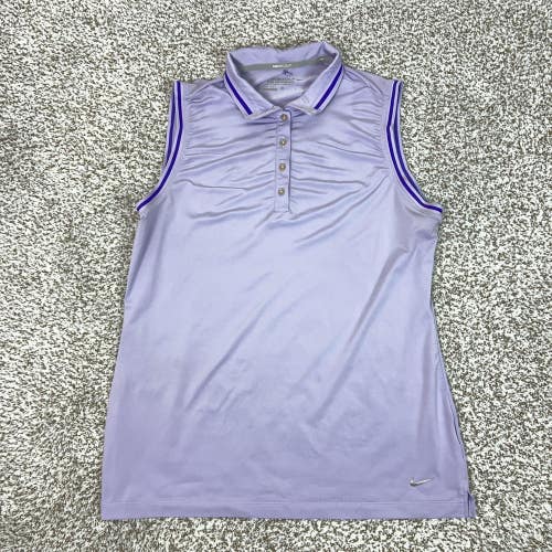 Nike Golf Polo Shirt Womens Large Purple Dri-FIT Sleeveless Golf Top Athletic