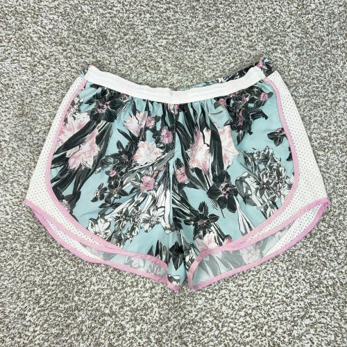 Nike Shorts Womens Large Blue Floral Dri-FIT Lined 3" Running Athletic Tempo Gym