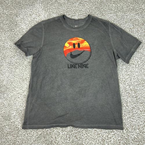 Nike Shirt Mens 2XL Gray Like Nike Smiley Face Graphic Tee T Sports Casual Top