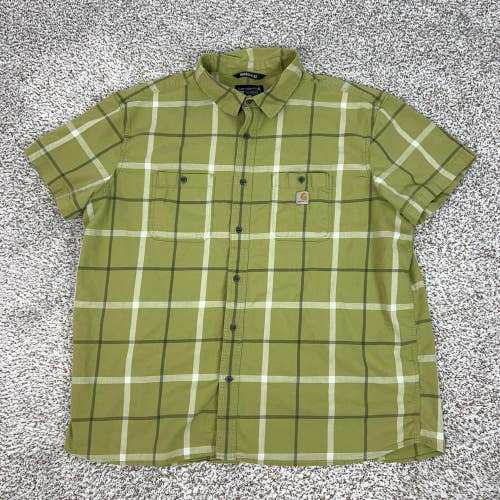 Carhartt Shirt Men 3XL Green Plaid Short Sleeve Rugged Flex Relaxed Fit Workwear