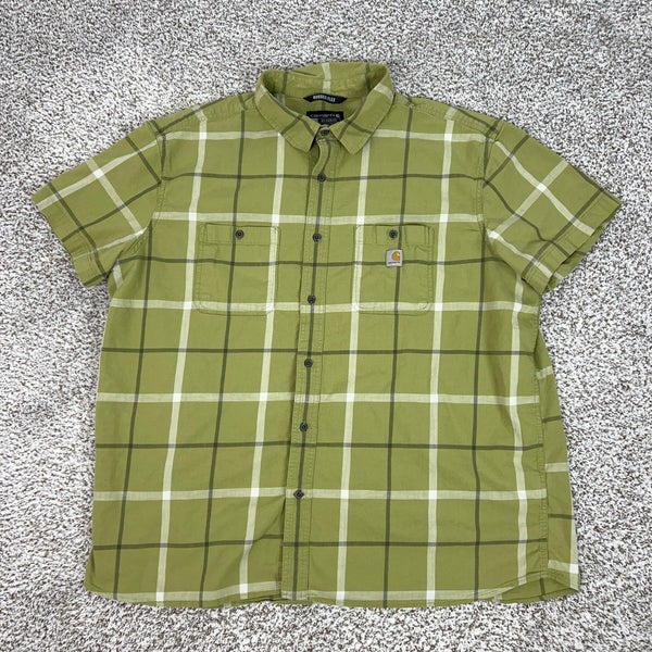 Carhartt Shirt Men 3XL Green Plaid Short Sleeve Rugged Flex Relaxed Fit Workwear