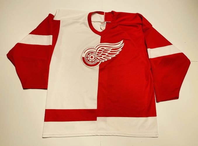 Vintage NHL Detroit Red Wings Hockey Jersey Maska CCM Split Design Size Men’s L