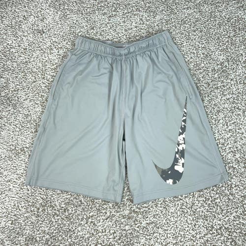 Nike Shorts Mens Small Gray Dri-FIT Big Swoosh Athletic Running Gym Sports Logo