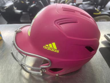 Used Adidas HELMET WITH MASK Batting Helmet w/Mask Pink One Size 11497-S000155662