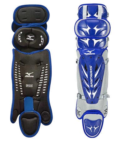 Used Mizuno SAMURAI Catchers Leg Guards Royal Blue And Silver Adult 11835-S000205217