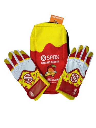 Used MANGO BATTING GLOVES BB/SB Batting Gloves Red SM 11835-S000204823