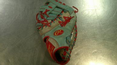 Used Rawlings HEART OF THE HIDE BB/SB First Base RH Throw Carolina Blue 13" 11868-S000067621