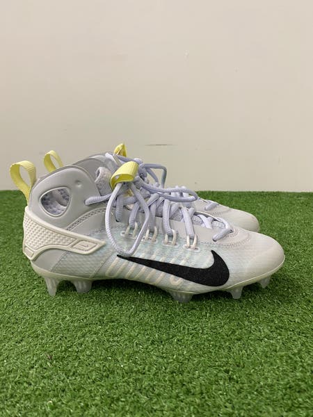 NIKE ALPHA HUARACHE 9 ELITE MID “PREMIUM” CLEATS Nike Huarache 9 Elite Mid LAX SE Cleats White Blue Volt  main image 3