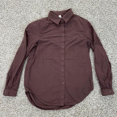 Lululemon Shirt Womens 2 Brown Button Down Full Day Ahead Flannel Basic Top