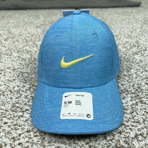 Nike Hat Cap Strap Back Swoosh Club Dri FIT Small Blue Yellow Training Mens Logo