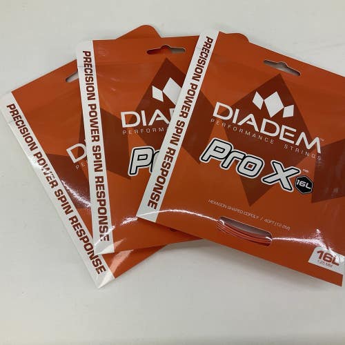 Diadem Pro X 16L, 1.25mm Orange 3 Pack Tennis String