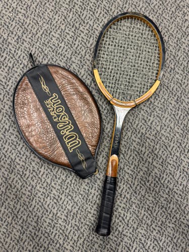 Adult Vintage Wood Wilson Advantage Tennis Racquet (Used) with cover