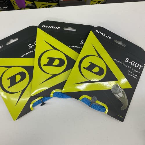 3 Pack Dunlop S-Cut Performance & Durability 16g/1.32mm Blue