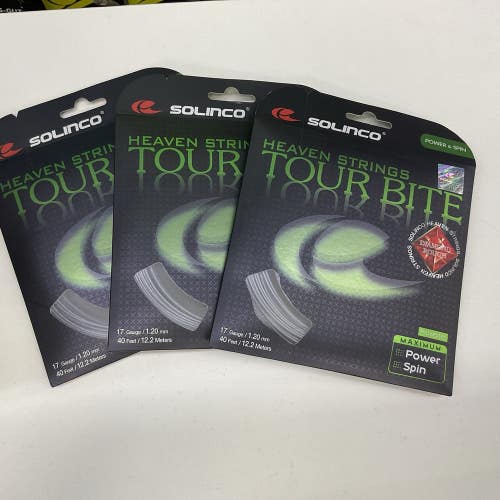3 Pack Solinco Tour Bite Diamond Rough 17g/1.20mm Polyester