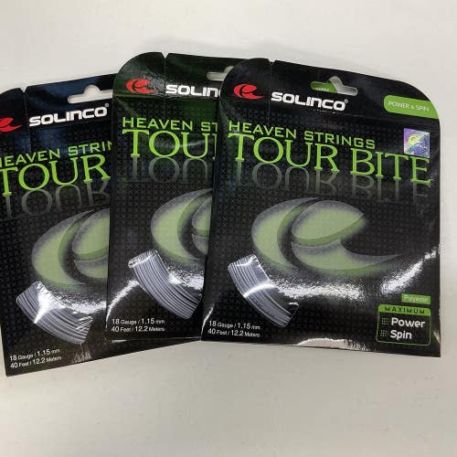 3 Pack Solinco Tour Bite 18g/1.15mm Polyester Silver