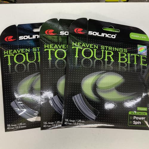 3 Pack Solinco Tour Bite 16Lg/1.25mm Polyester Silver