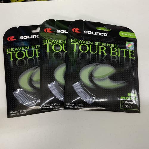 3 Pack Solinco Tour Bite 16Lg/1.30mm Polyester Silver