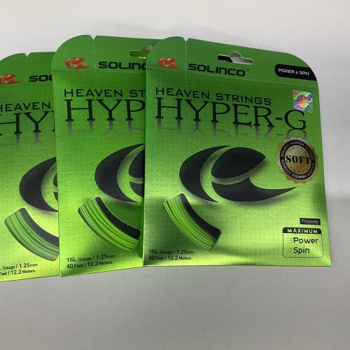 3 Pack Solinco Hyper-G Soft Polyester 16Lg/1.25mm Green