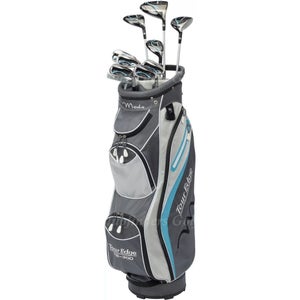 NEW Lady Tour Edge TE-300 Moda Silver/Aqua Blue 11 Piece Complete Set & Cart Bag