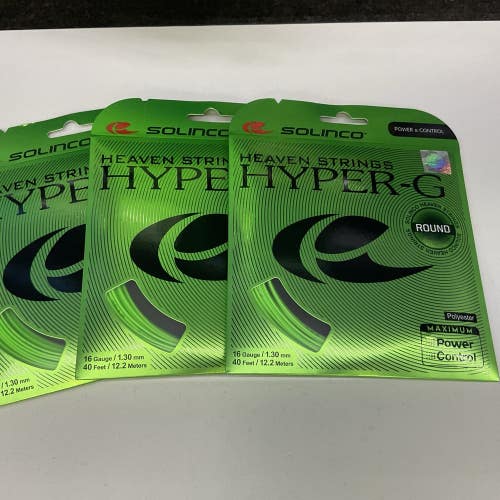 3 Pack Solinco Hyper-G Round Polyester 16g/1.30mm Green