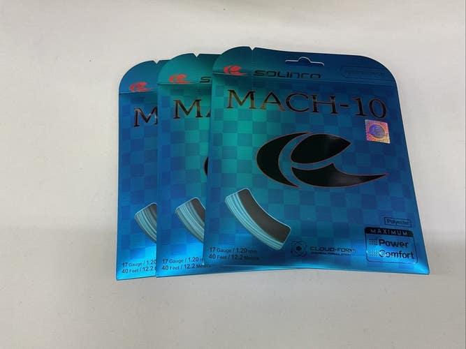 3 Pack Solinco Mach-10 17g/1.20mm Polyester Light Blue