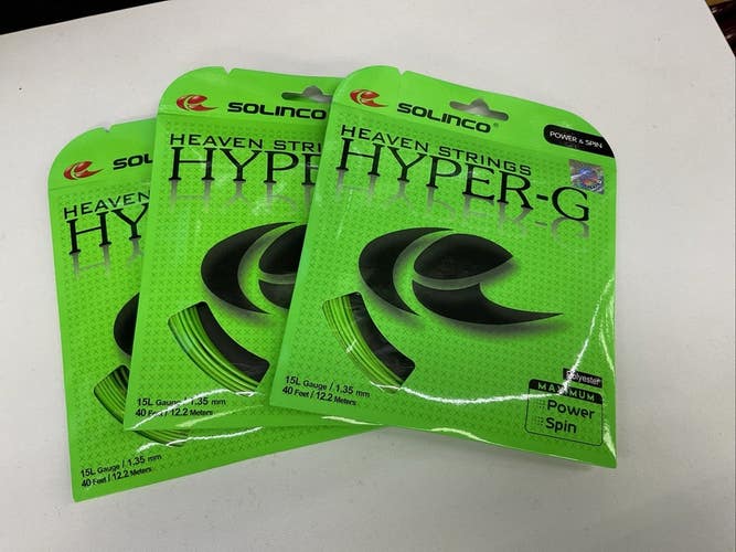 3 Pack Solinco Hyper-G 15Lg/1.35mm Polyester Green