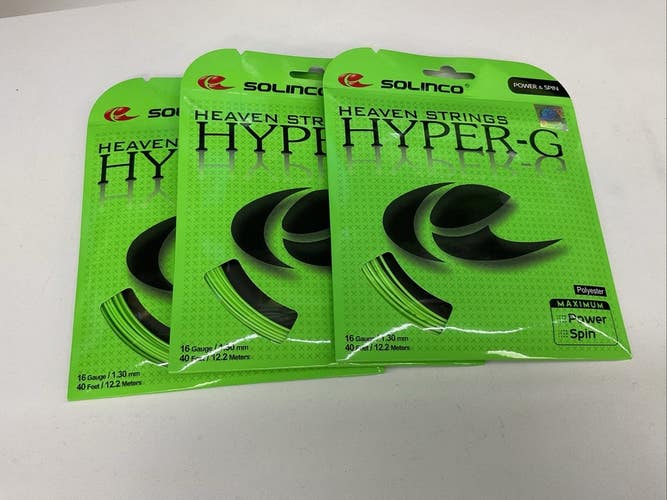 3 Pack Solinco Hyper-G 16g/1.30mm Polyester Green