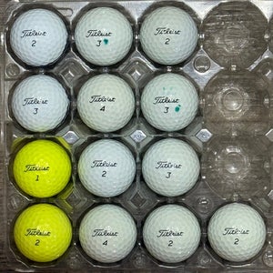 13 Titleist Tour Speed Golf Balls - Some Stripe, Yellow (5A)