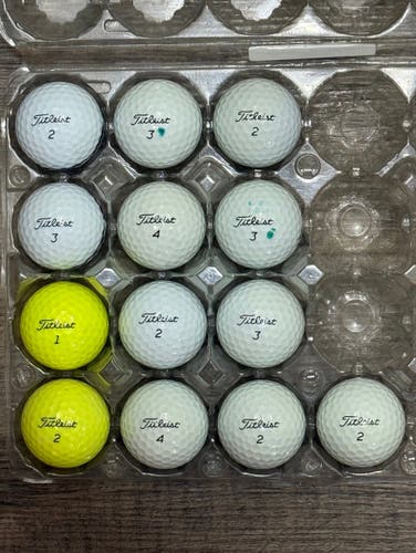 13 Titleist Tour Speed Golf Balls - Some Stripe, Yellow (5A)