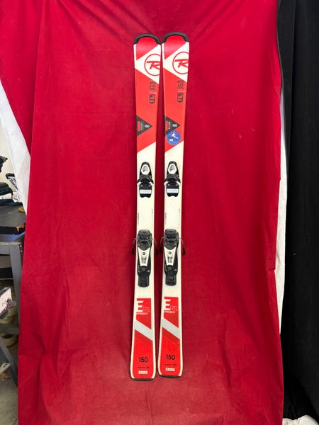 Skis: Rossignol Experience RTL skis, 150cm. Bindings: Rossignol Axium 100 demos, Binding Range : 270